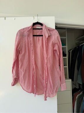 XiRENA red and white Striped Button-Down Women's Shirt